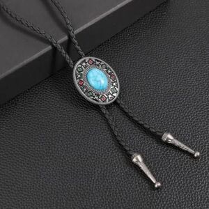 Bolo Tie Unisex Faux Turquoise Cowgirl Western18" Oval Leatherette